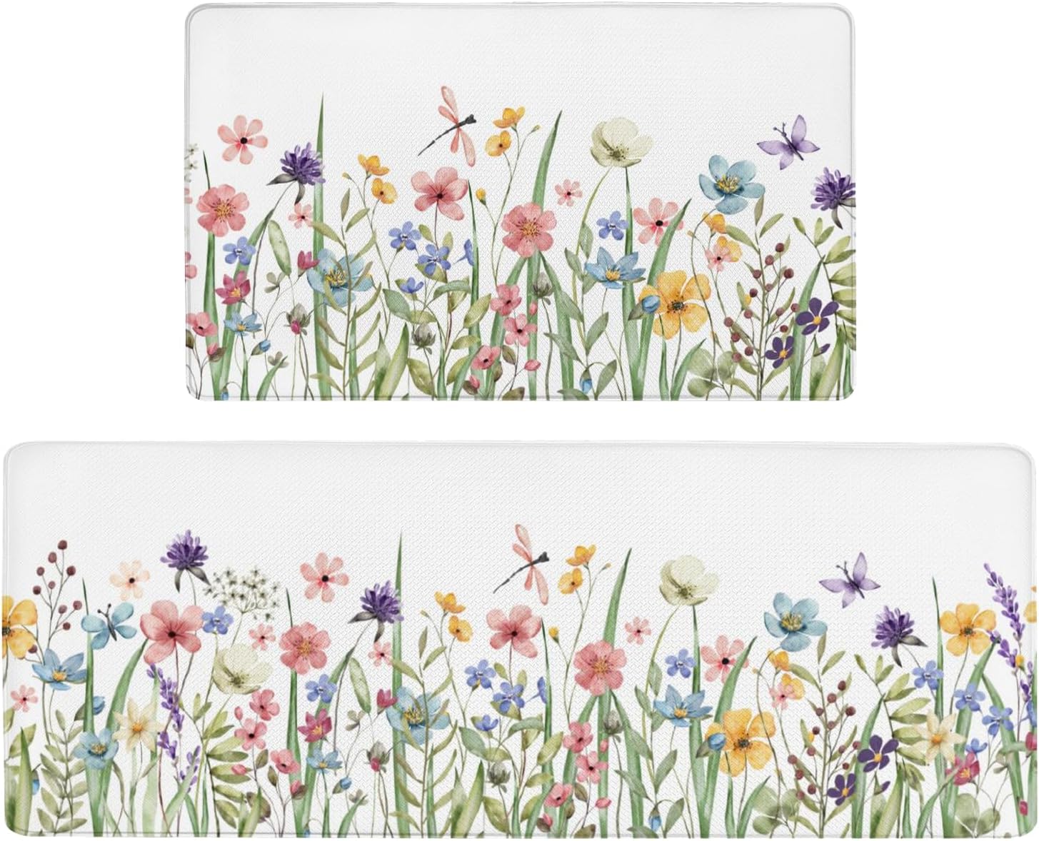 Farmhouse Kitchen Rug Sets of 2 Piece Cushioned Comfort Mat for Home & Office Non Slip Rugs and Mats Anti Fatigue Kitchen Mats for Kitchen Floor Comfort Standing Carpet Runner Rugs17.3 47"+17.3" 30"