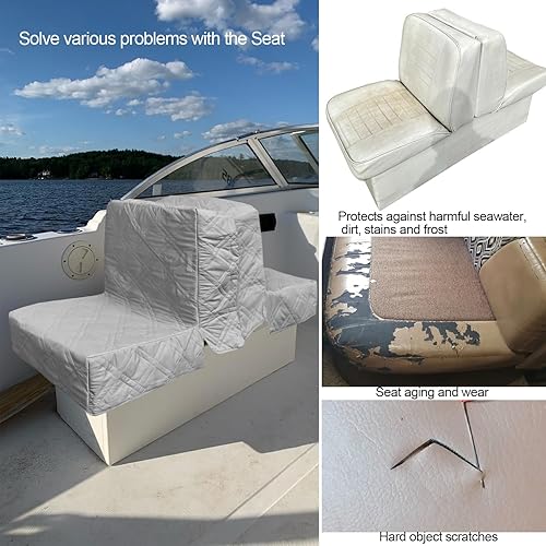 Miniatura 7 de Fundas de asiento de barco, fundas de repuesto para asiento de barco, tela de microfibra suave, 100% impermeables para asientos dañados (2 juegos