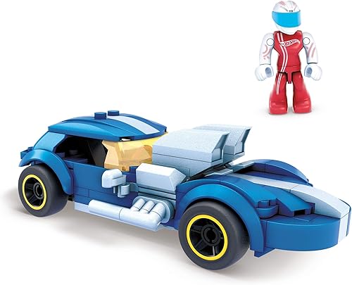 Miniatura 3 de MEGA Construx Hot Wheels - Juego de juguetes de construcción de autos de carreras, molino doble con 111 piezas, 1 micro figura de acción, azul,