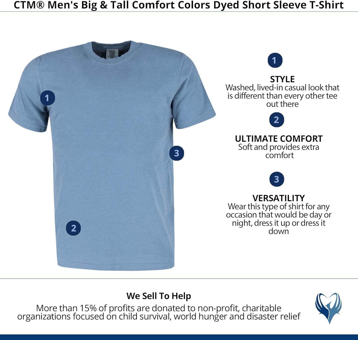 CTM Men's Big & Tall Comfort Colors Dyed Short Sleeve T-Shirt - Image 5