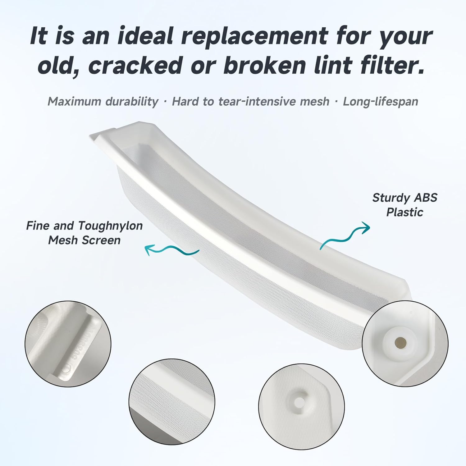 503980W Dryer Lint Filter Replacement Compatible with Speed Queen LDE30RGS153TW01 SD3JGBGS403UW01, D503980W Filter Lint-White Replace 503980 AP6329015 PD00042786 TU21443 Lint Screen Filter