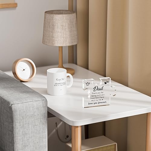 Miniatura 5 de Regalos de Navidad para papá de hija e hijo, decoración de escritorio, placa acrílica para rompecabezas Regalos de cumpleaños para el día del