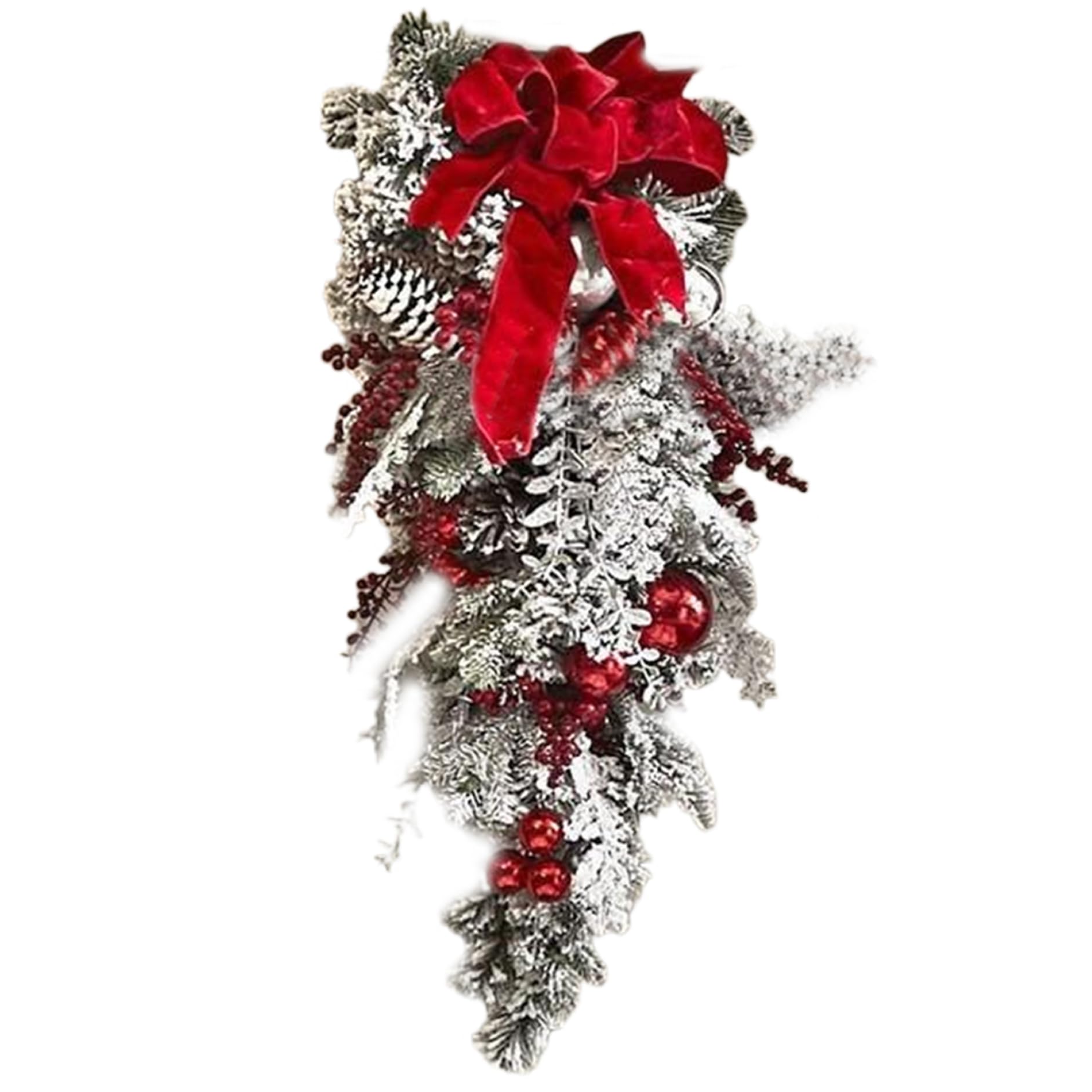 Peosaard Style2 Christmas Garland, Christmas Swag Artificial Door Wreath With Pinecone & Berries Cute Wreath Door Hanger Large Wreaths For Front, Window, Fireplaces
