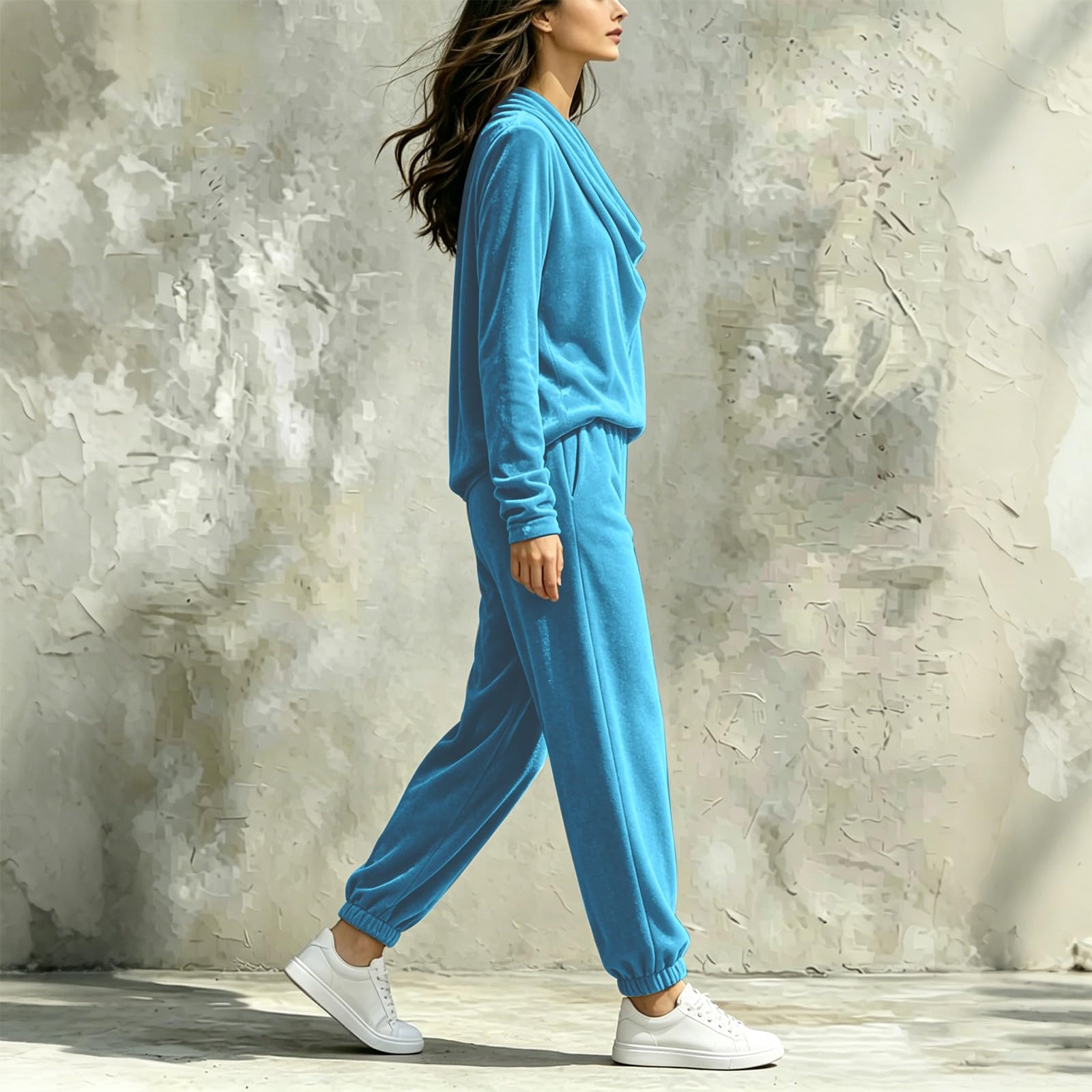 Completo Palestra Donna 2 Pezzi Completi Sportiva Manica Lunga Scollo a V Completo Palestra Tuta Da Ginnastica Elegante Set Top E Pantaloni a Gamba Larga Tute Per Jogging Fitness Yoga Da Casa Autunno