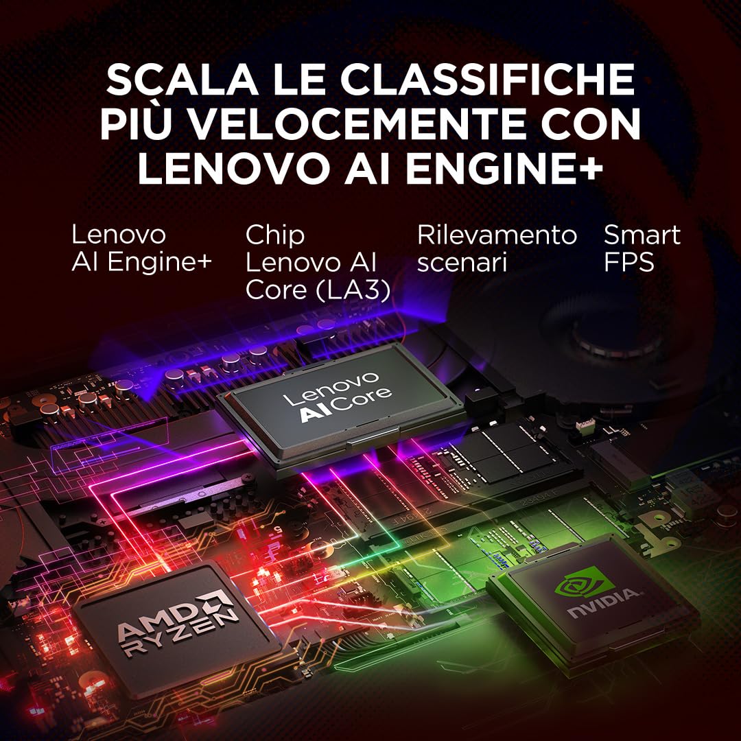Lenovo Legion Pro 5 Gaming Laptop - Display IPS WQXGA 16" 240Hz, NVIDIA GeForce RTX 5070 8GB, AMD Ryzen 9 8945HX, RAM 32GB, SSD 1TB, Windows 11 Home, Tastiera RGB italiana - Eclipse Black