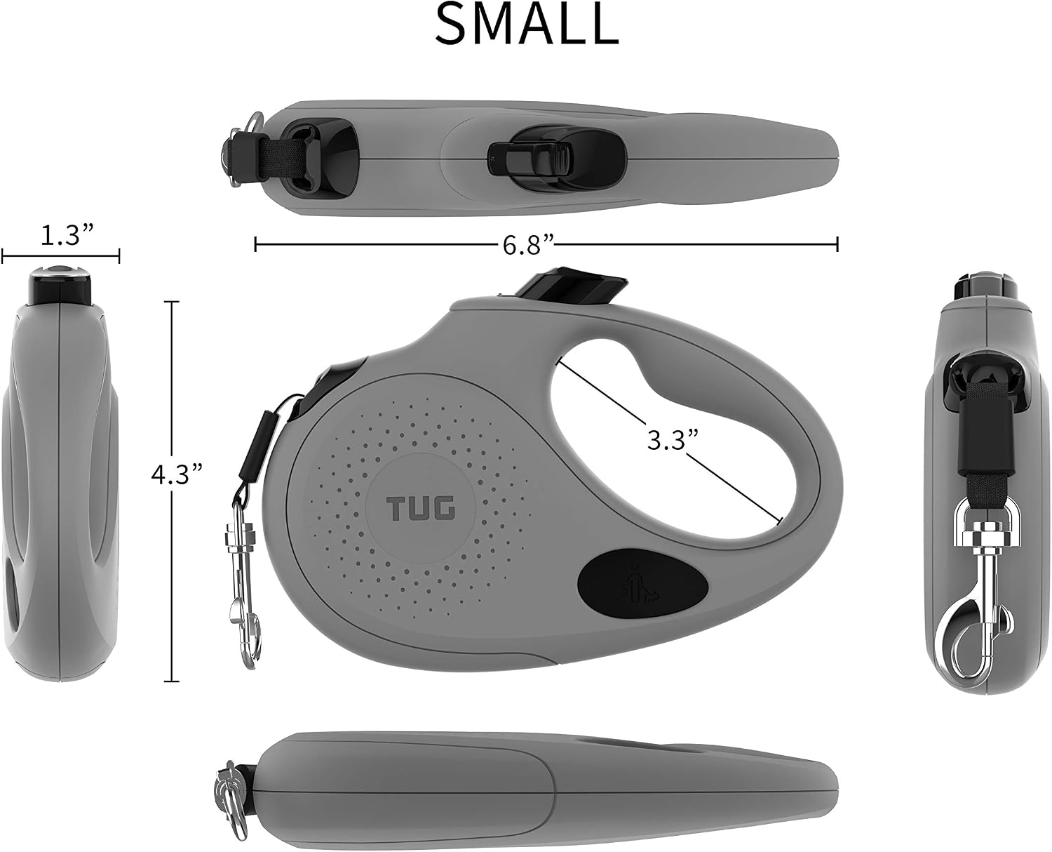 TUG Oval 360° Tangle-Free Retractable Dog Lead with Integrated Waste Bag Dispenser (Small, Grey) - Image 4