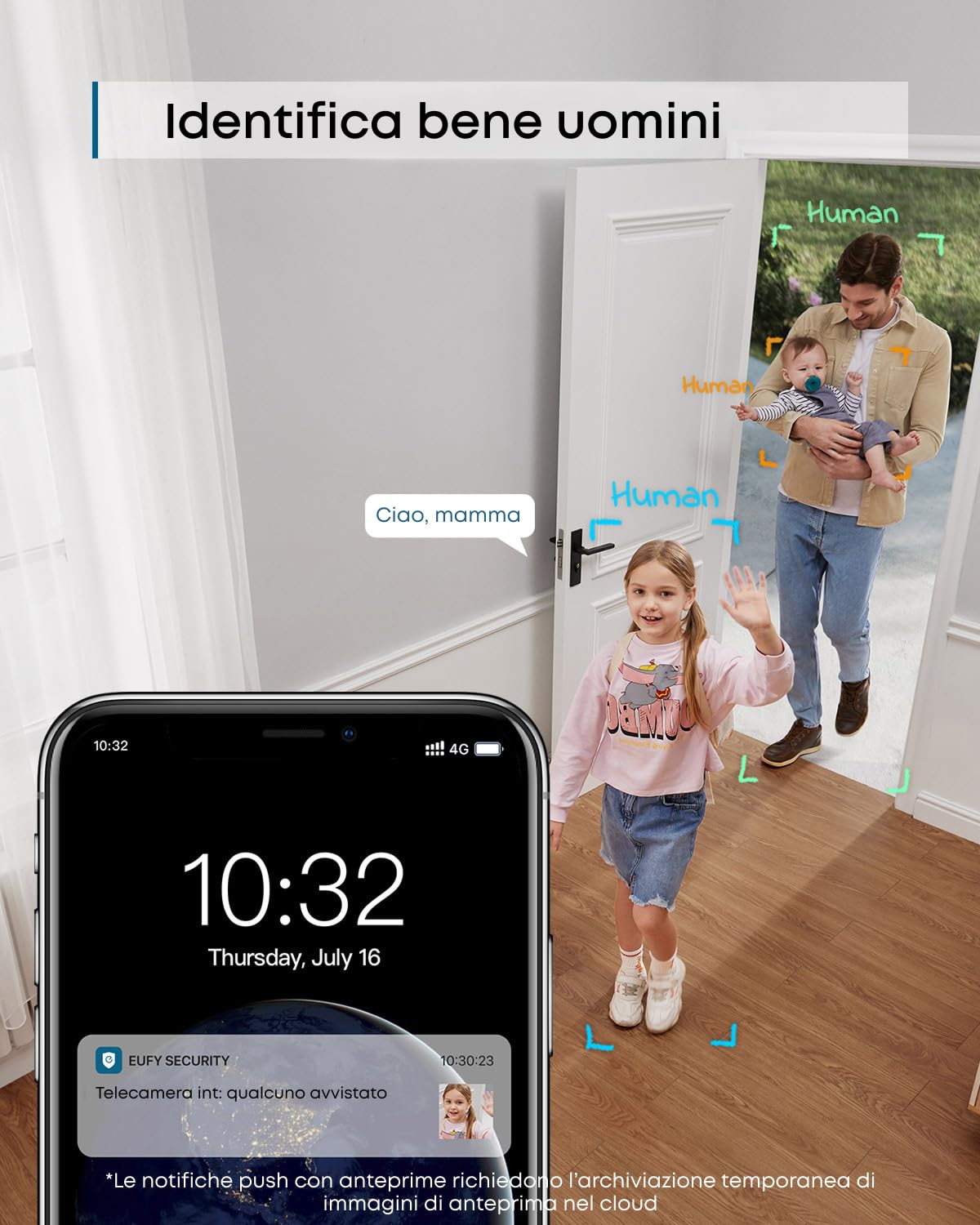 eufy Security IndoorCam E220 telecamera wifi interno, 2K Pan & Tilt, Videosorveglianza con AI per Riconoscimento Persone/Animali, Assistenza Vocale, Visione Notturna, MicroSD non Inclusa