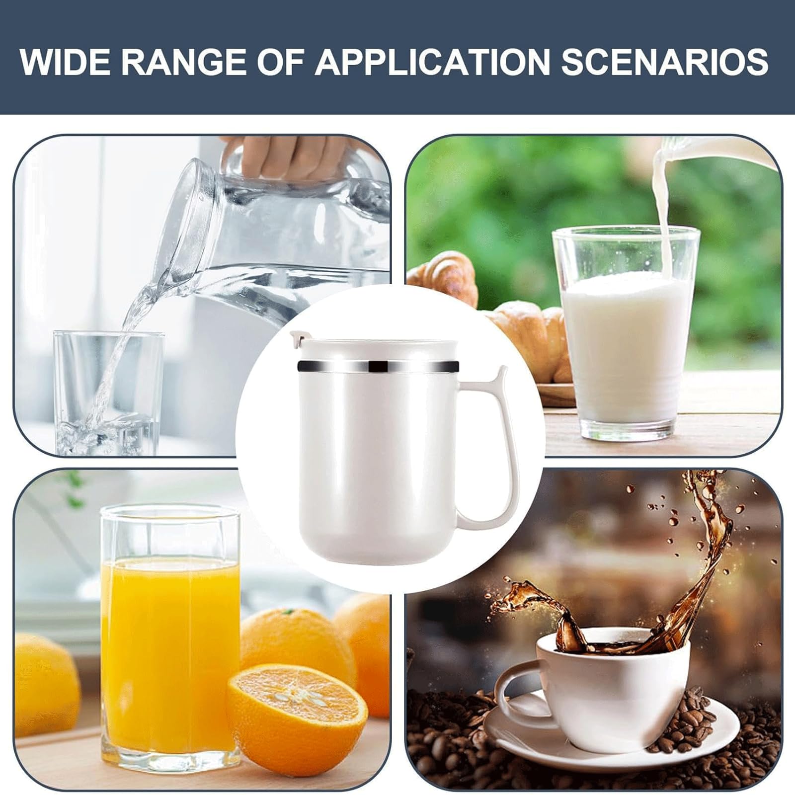 esmen Teetasse, 500 ml, Isolierbecher, Edelstahl, isolierter Kaffeebecher mit Griff, Reise-Kaffeetasse für den Alltag, Reise-Kaffeetasse