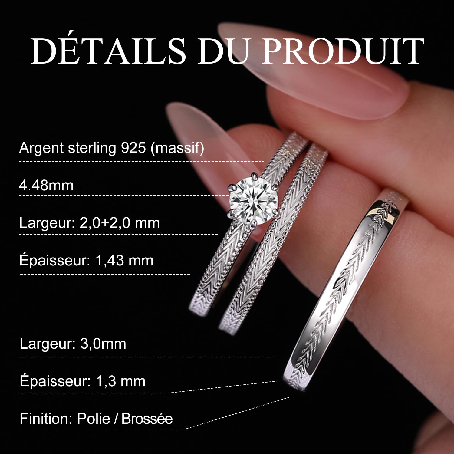Meissa Bague Couple pour Hommes et Femmes Argent 925 Alliance Mariage pour couple Promesse Fiançailles Réglable Anniversaire Bague De Mariage Bague Bijoux Cadeau