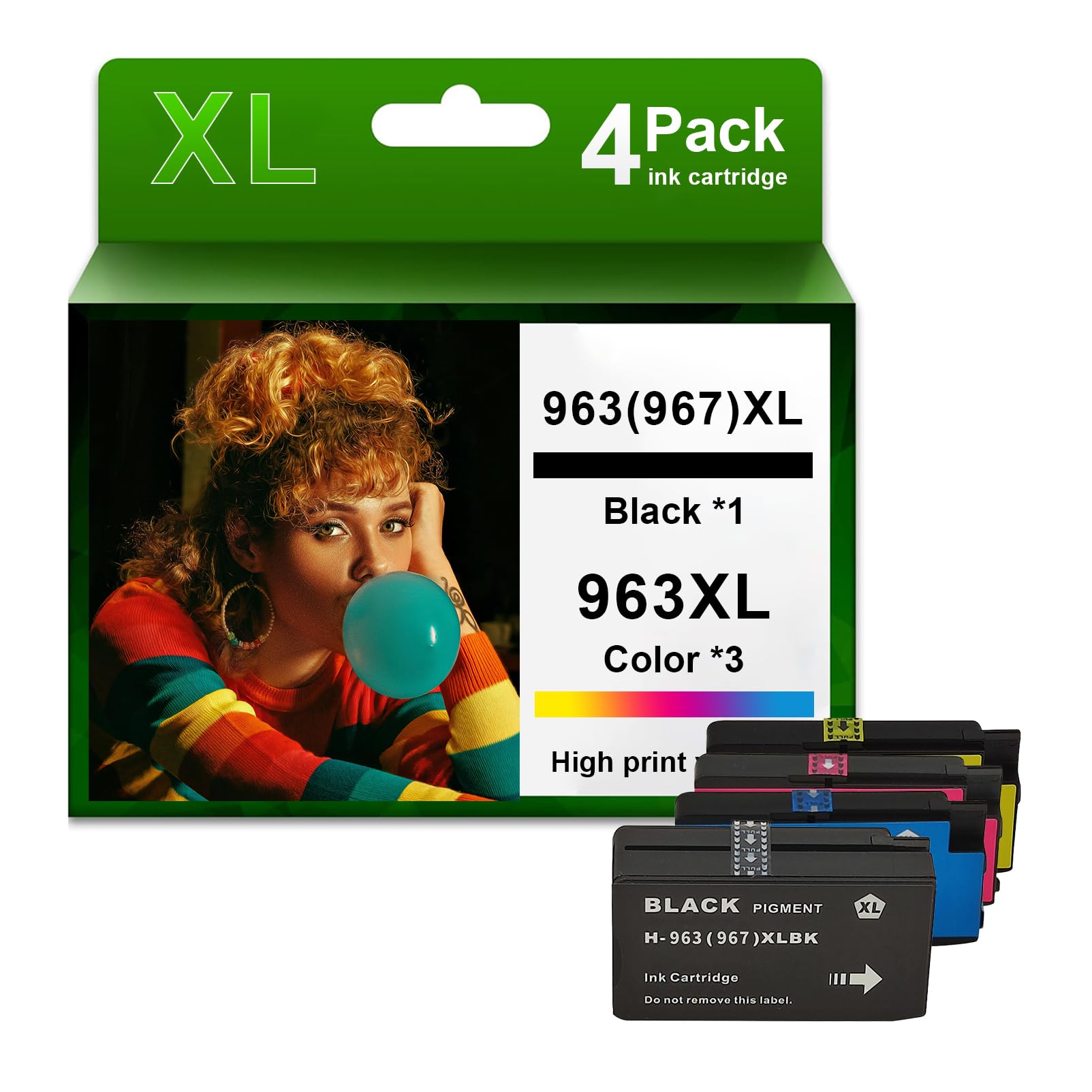 963XL 967XL Ink Cartridge Works Combo Pack Replacement for HP OfficeJet Pro 9020 9022 9025 9010 Printers Ink Cartridges,Combination Pack, normal