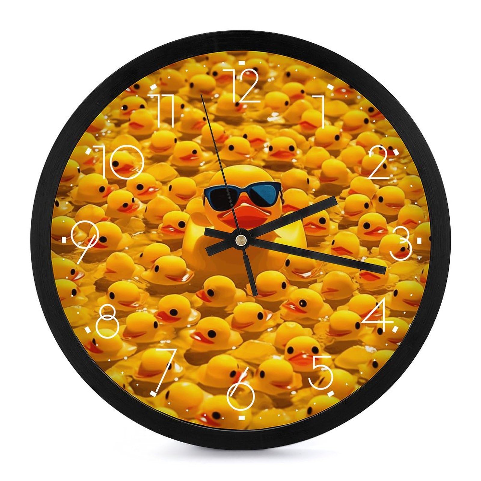 Horloge silencieuse sans tic-tac personnalisée en caoutchouc jaune de 25,4 cm de diamètre