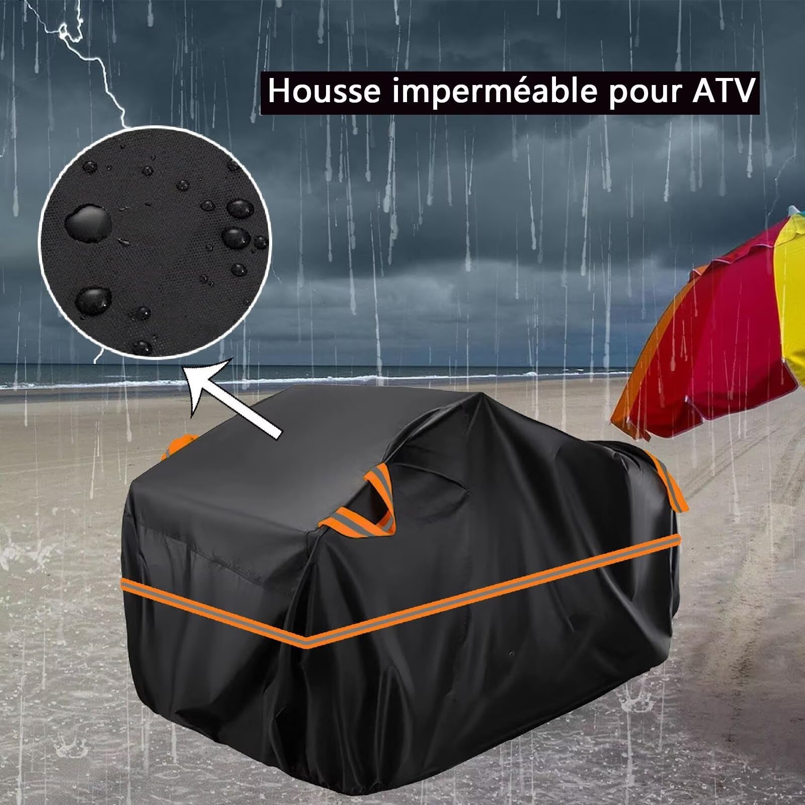 Housse Quad 210D Compatible avec Yamaha Raptor 110 2024-2026,bache Quad ATV,résistante Soleil,à la Pluie,à la Neige et à la poussière,Housse Quad Sac de Rangement (Black Orange)