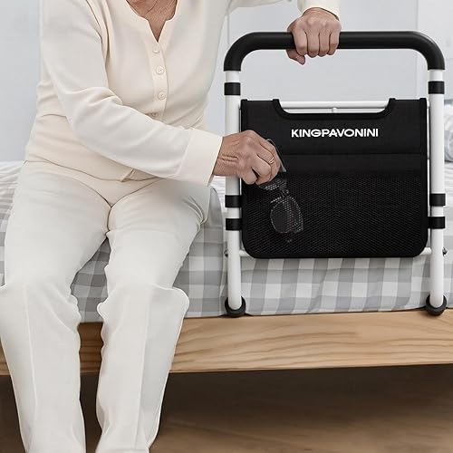 Miniatura 6 de Rieles de cama para adultos mayores  Actualización 2026  Cumple con ASTM, caña de cama ajustable con mango ergonómico antideslizante y bolsillo de