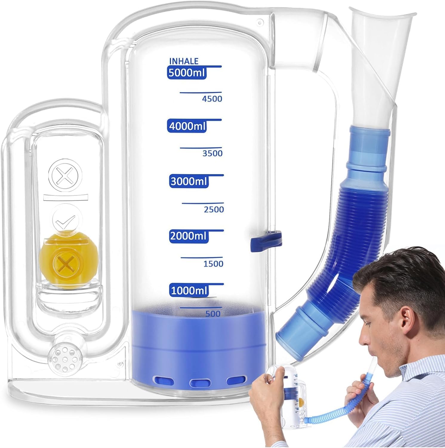Breathing Exercise Device for Lungs, Lung Exerciser Device – 5000ml Volumetric Deep Breathing Trainer with Flow Rate Indicator for Respiratory Health & Recovery-image-15
