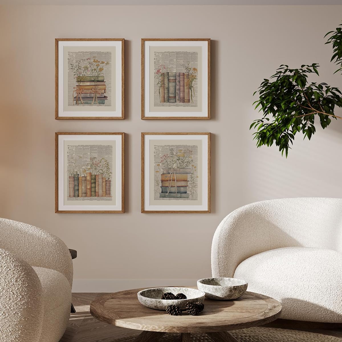 洋書　インテリア　Room's To Remember Amazon.com: PLKMN Book Poster Vintage Wall Decor, Library