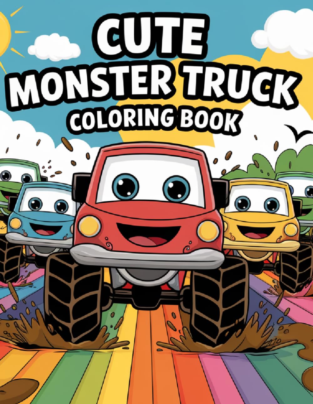 Cute Monster Truck Coloring Book: Monster Trucks, Big Tires, Racing, Finish Line, Monster Truck Coloring Pages For KIds, 8.5 x 11 inches, 60 Fun Designs