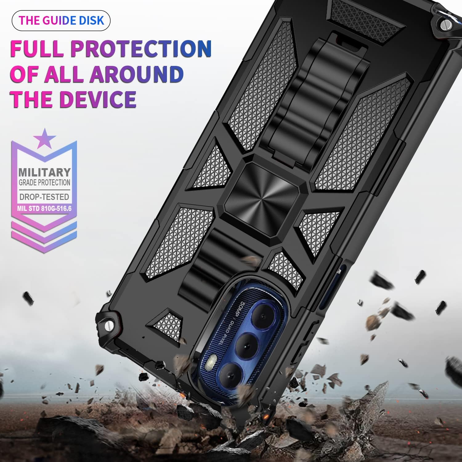 Shockproof Phone Case for Moto G Stylus 2022 Case with Screen Protector Stand Kickstand Holster Belt Clip Military Grade Heavy Duty Motorola Moto G Stylus 2022 Case for Men Women (Black)