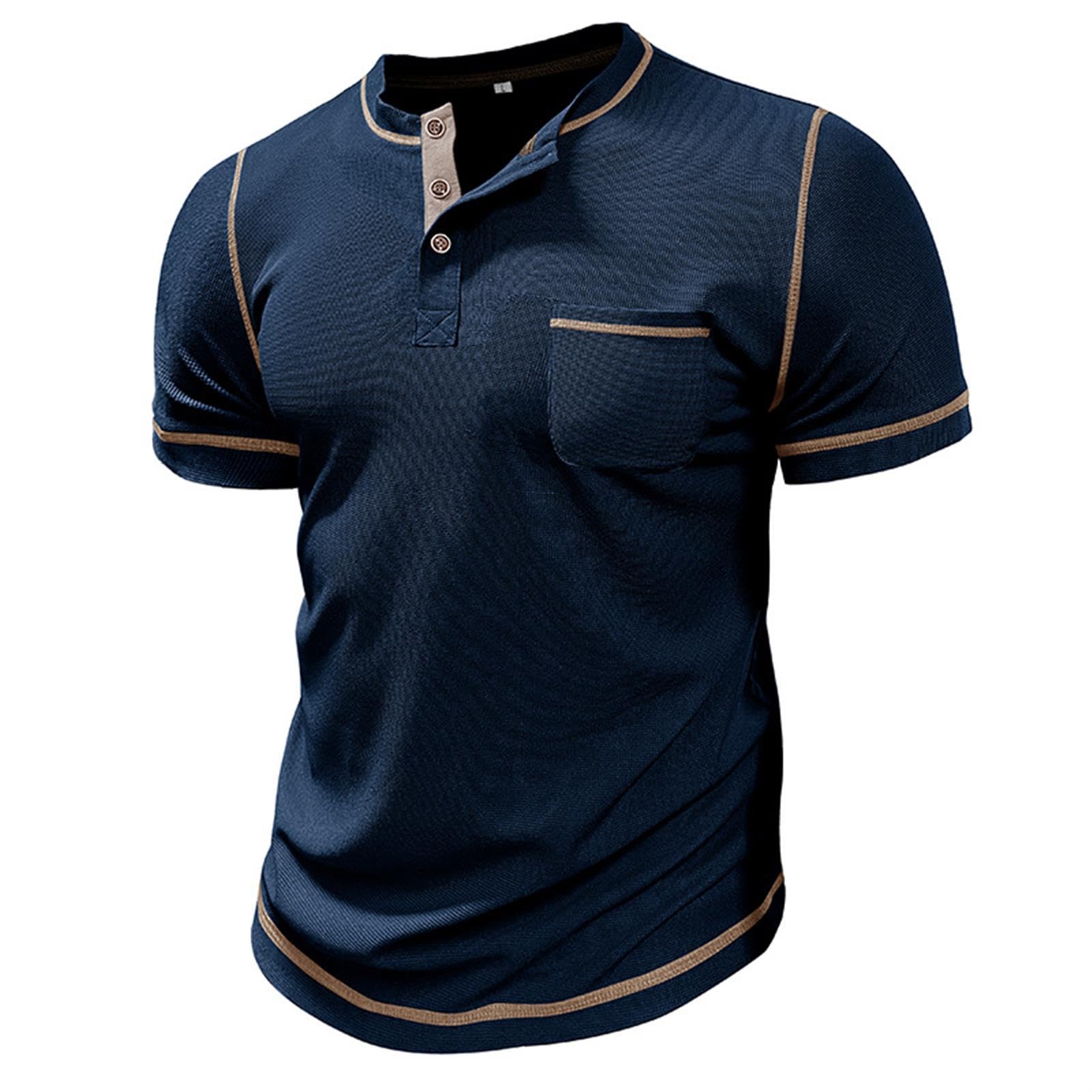hixswnu Männer Waffel Henley Kurzarm Shirts Casual Basic Button T-Shirt Klassische Sommer Tops