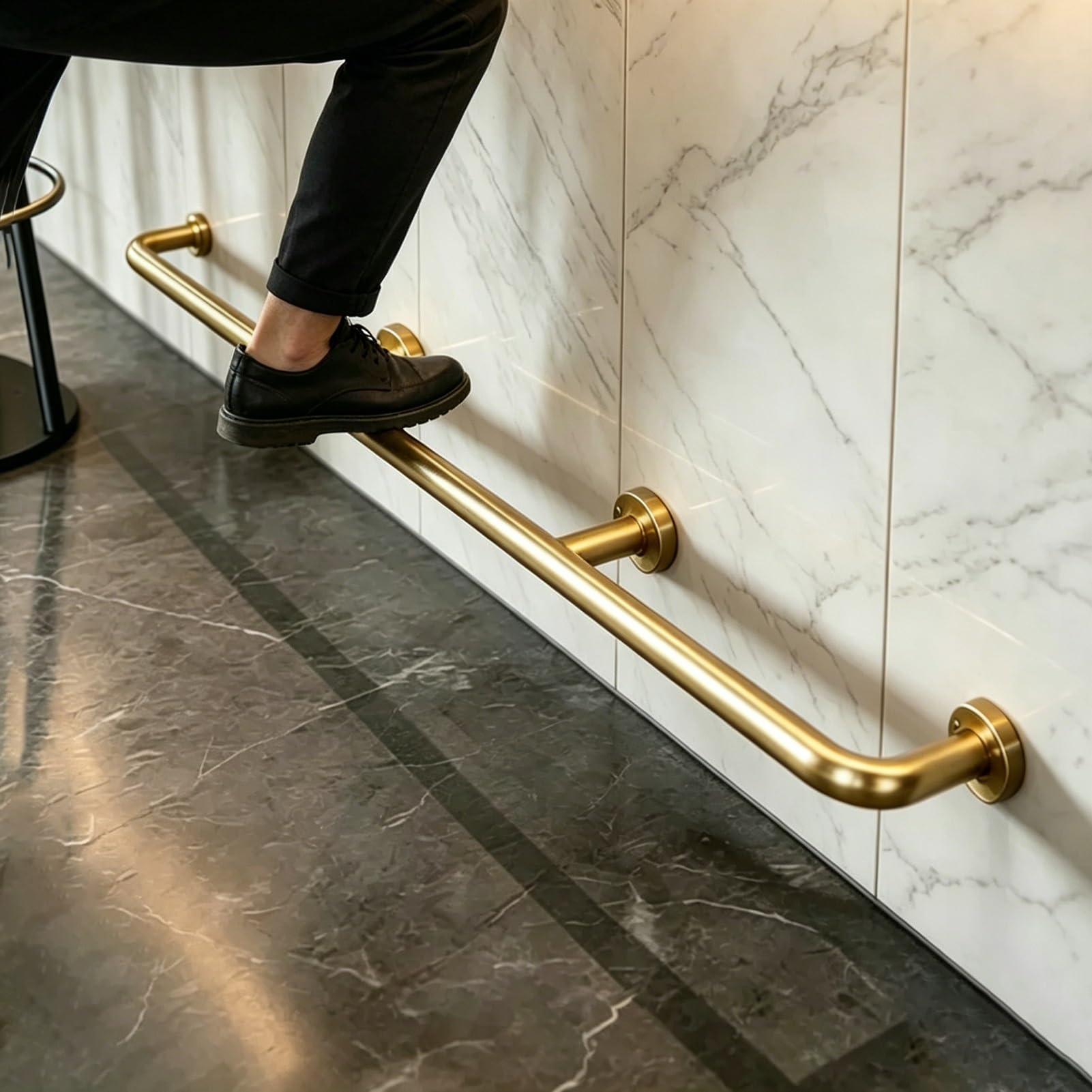 Jievmrs Industrial Tubing Foot Rail System for Bar Counter, Stainless Steel Foot Rest Railing Brushed Finish, Pub/Shop/Home Bar Undercounter Footrest(10.5ft/320cm)