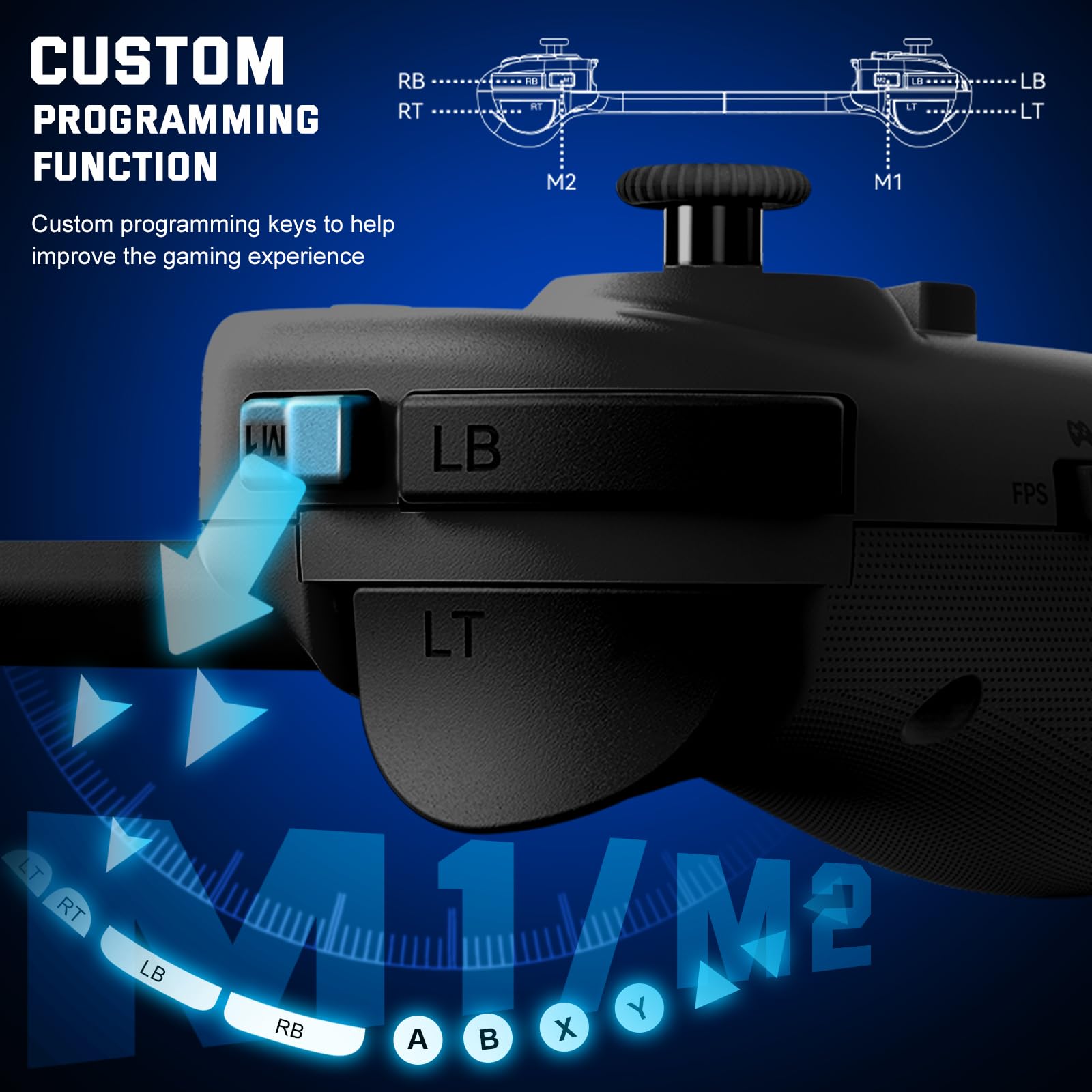 Joso Contrôleur de téléphone D8Pro pour iOS/Android/PC/Tablette/Switch/PS avec M1/M2 programmable/Turbo/6-Axis Gyro/Vibration Jouer à Call of Duty, Roblox, Cloud Gaming, Jouer à Distance