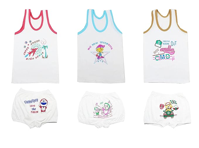 Yuneek Sleeveless Vest and Colured Bloomer for Kids Pack of 6