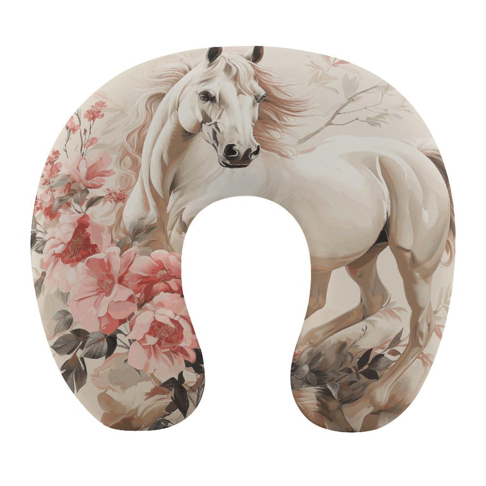 Btcowzrv Style Horse Image U Shaped Neck Pillow Travel Pillows