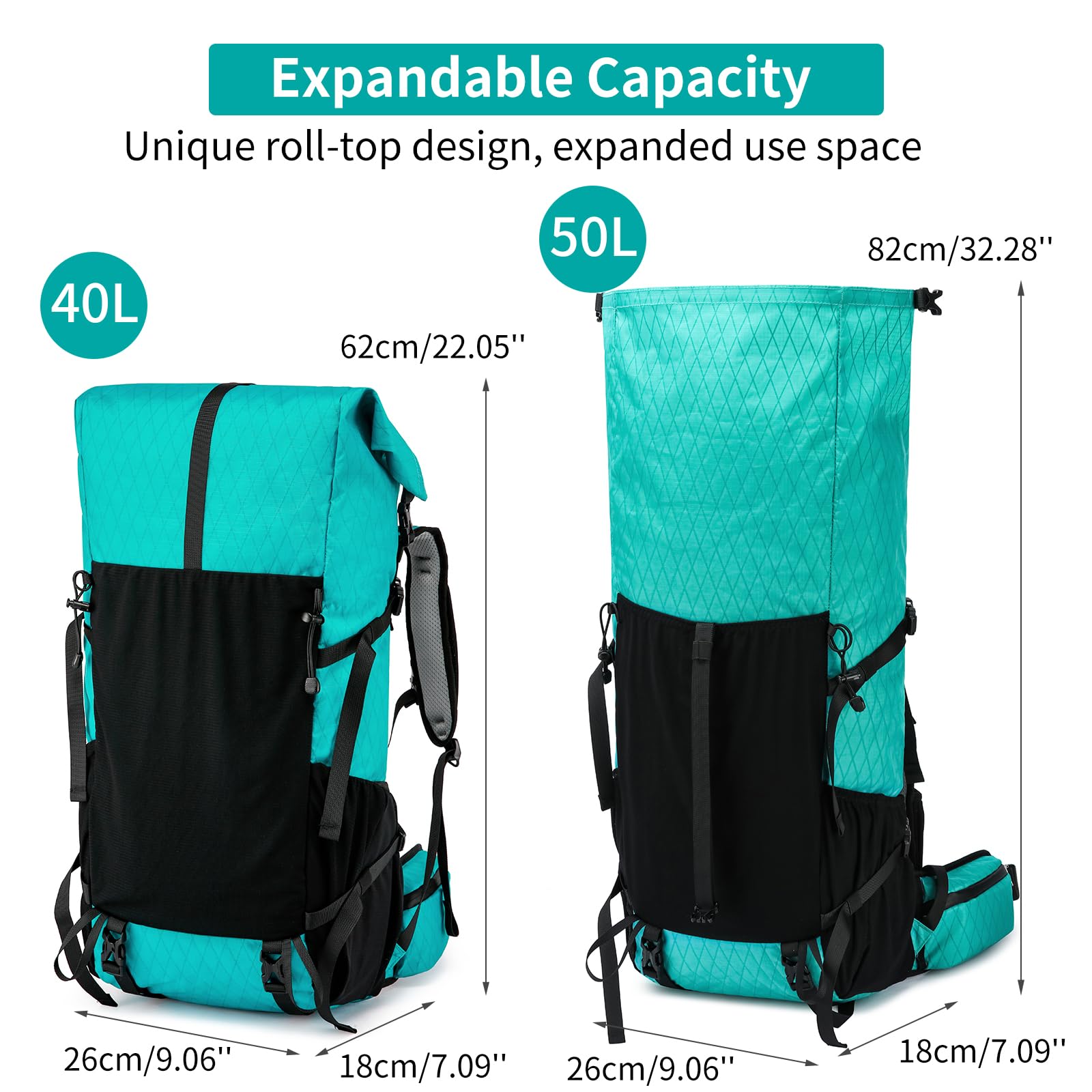 Mochila de senderismo, X-PAC mejorada ligera, de gran capacidad, bolsa de senderismo apta para escalada de montaña, camping