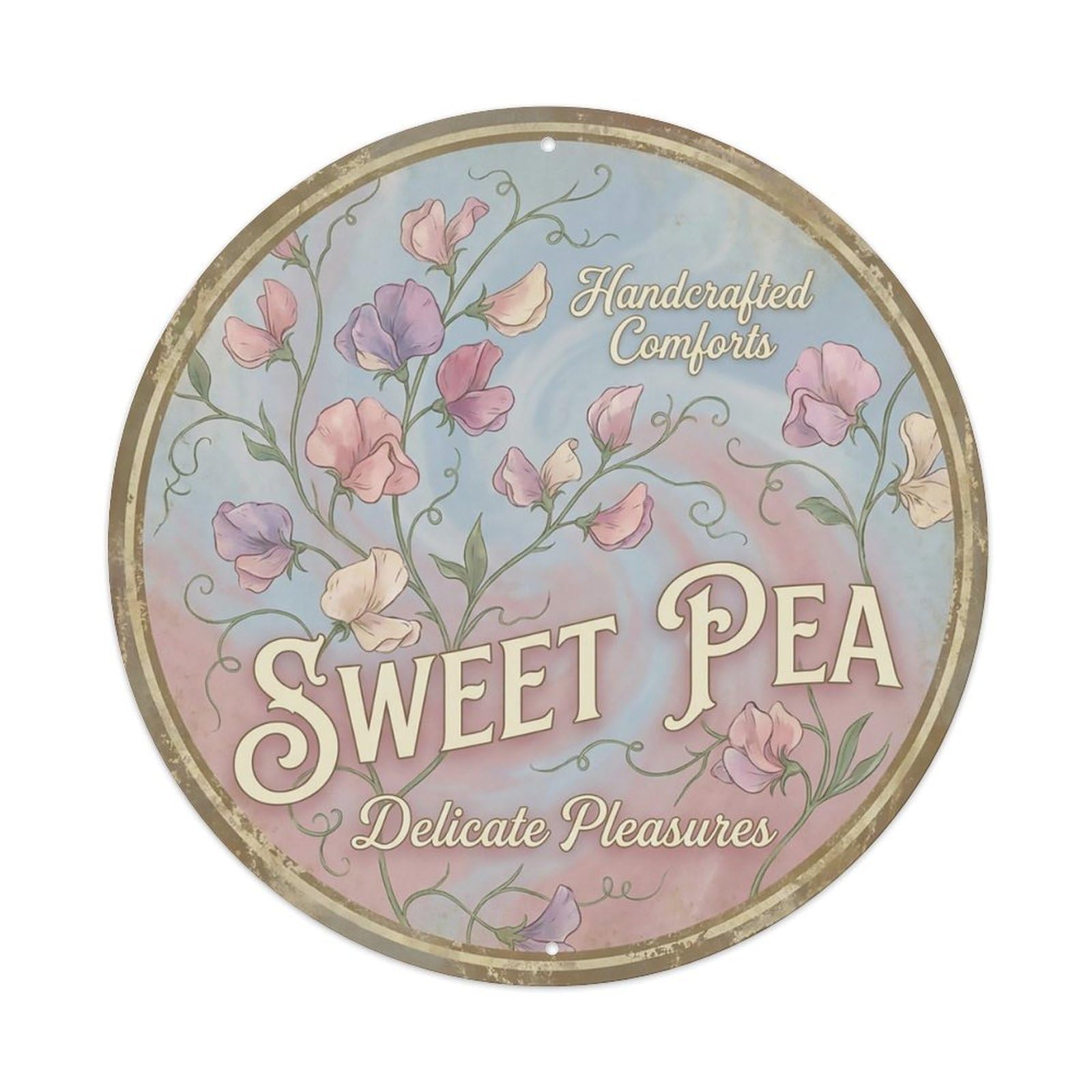Cxhjca 8X8inch(20X20cm) Vintage Cottagecore Garden Sweet Pea Fragrant Soft Metal Tin Sign