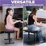 Liquid Stands Piano Bench Adjustable Stool – Music Keyboard Bench Seat for Piano Keyboard Stand with Black Padded Cushion for Musicians Piano Stool Chair (PU Leather)