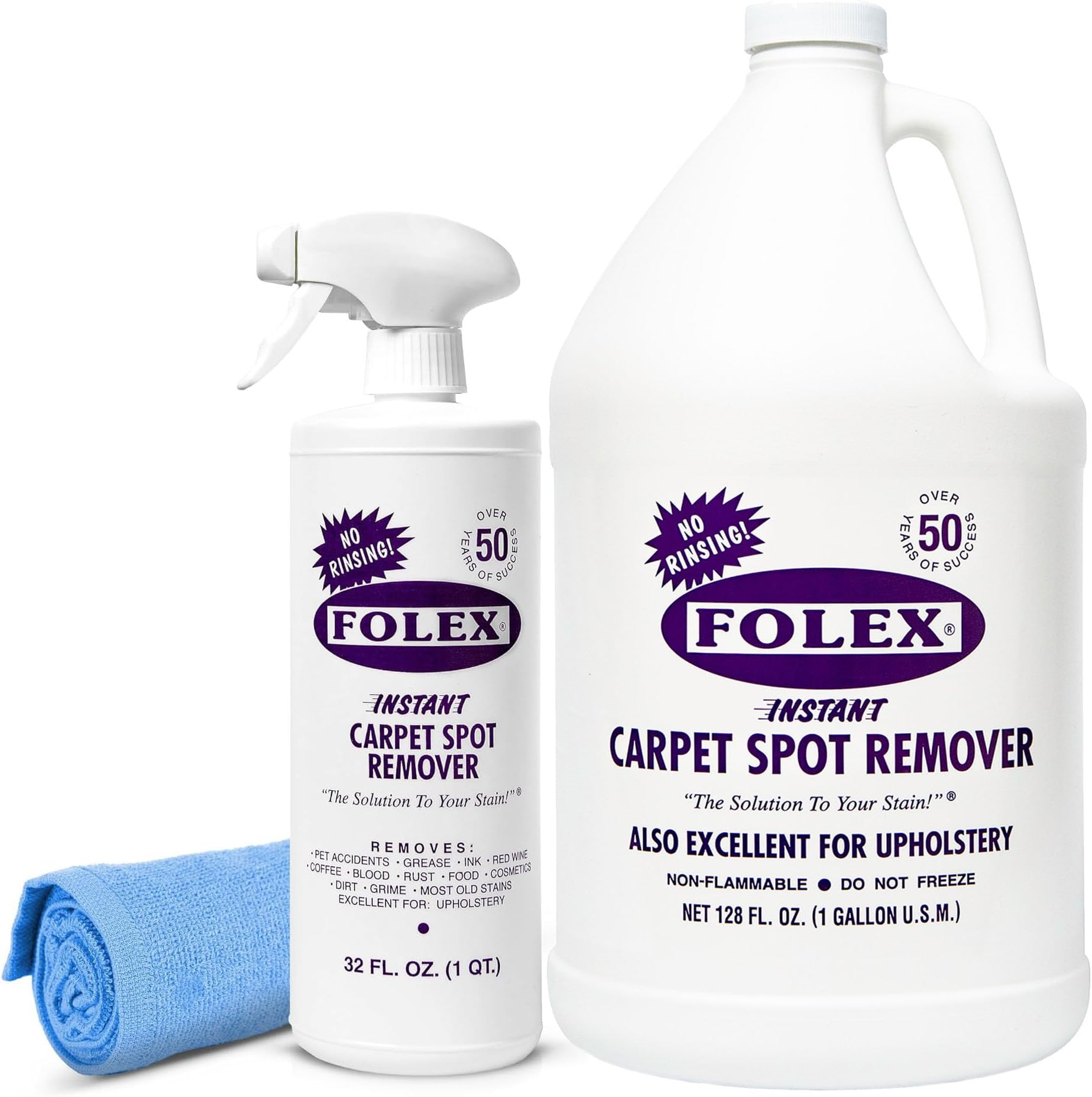 32 oz Instant Carpet Spot Remover Carpet Cleaner with Reusable Cleaning Cloth - Removes Pet Accidents, Grease, Red Wine and More (1 Pack + Refill)