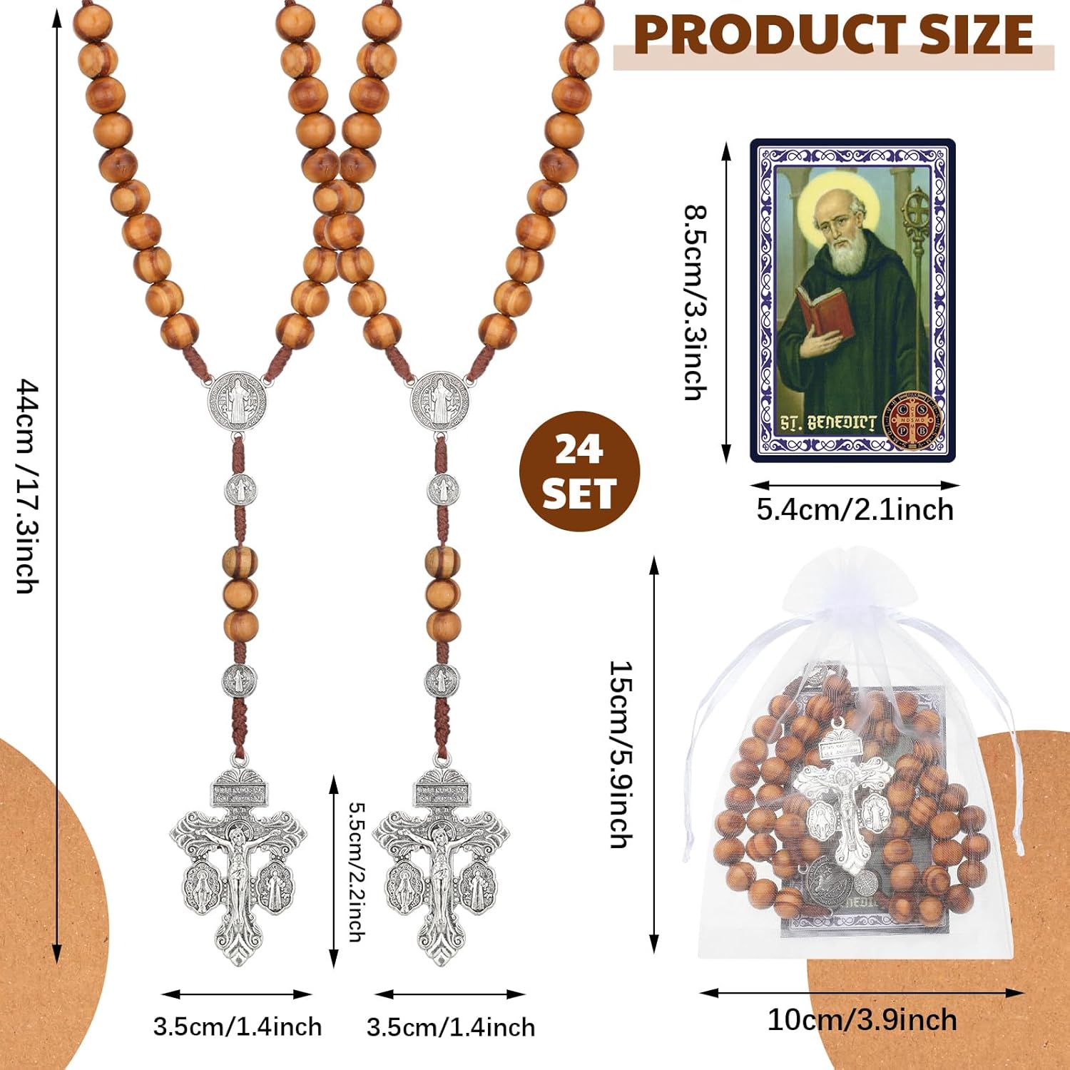 Landical Rosary Beads Catholic for Women Men Rosary Cross with Pardon Crucifix Necklace with St Benedict Prayer Card and Bags for Regalos Cristianos Rosarios Catolicos Para Hombre - Image 2