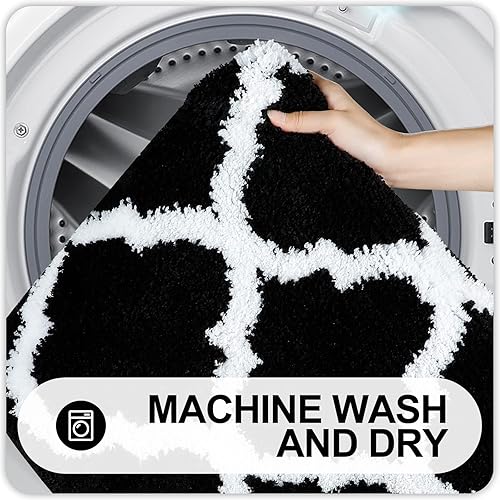 Miniatura 61 de OLANLY Juego de 2 alfombras de baño, alfombra de ducha de baño de microfibra y alfombra para inodoro en forma de U, lavable a máquina, Beige,Negro