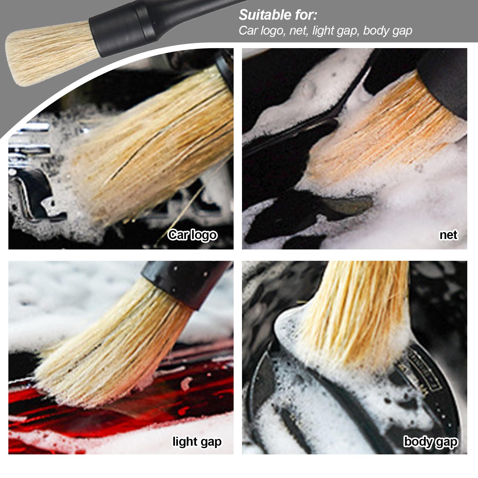 Kingsea Lot De 3 Brosses De Détail En Poils De Sanglier Ultra Doux Pour