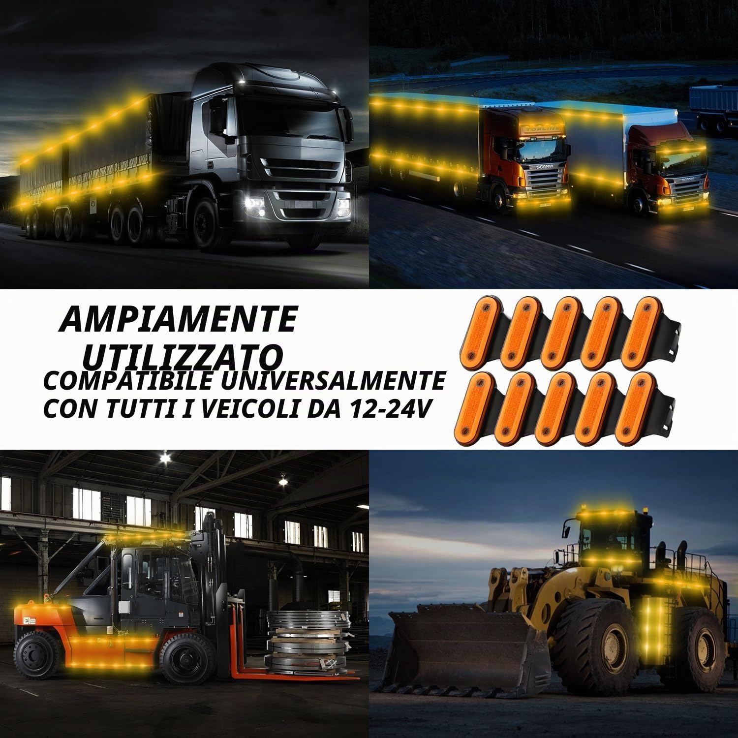 10PCS Luci Posizione LED Luci Laterali per Auto 12-24V Indicatori Laterali Luce 20 LED Luci di Avvertimento del Rimorchio Laterale Luci per Telaio Rimorchio Camion Caravan (Ambra)