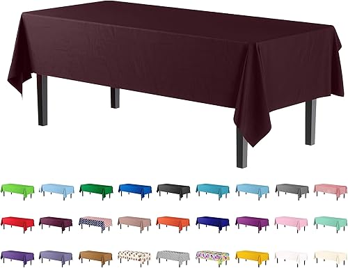 Miniatura 31 de Party Solids Paquete de 4 manteles de plástico color cereza, 54 x 108 pulgadas, mantel desechable para fiestas y pícnics Cereza,Puntos negros y