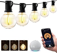 Vista 1 de XMCOSY+ Guirnalda de luces inteligentes para exteriores, luces de patio G40 de 75 pies con 34 bombillas LED regulables, control WiFi y aplicación