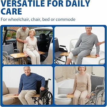 Blue Jay Rubberwood Transfer Board for Wheelchair - 8 x 24 Heavy Duty Solid Surface Slide Board for Patient Transfers - Tapered Ends, Smooth Finish - Mobility Aid for Bed, Car, Chair