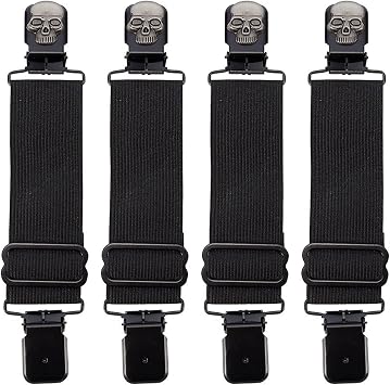 Dream Apparel Elastic Boot Straps Clips Adjustable Pant Clips Stirrups Leg Straps for Biker Women Men Motorcycle Black