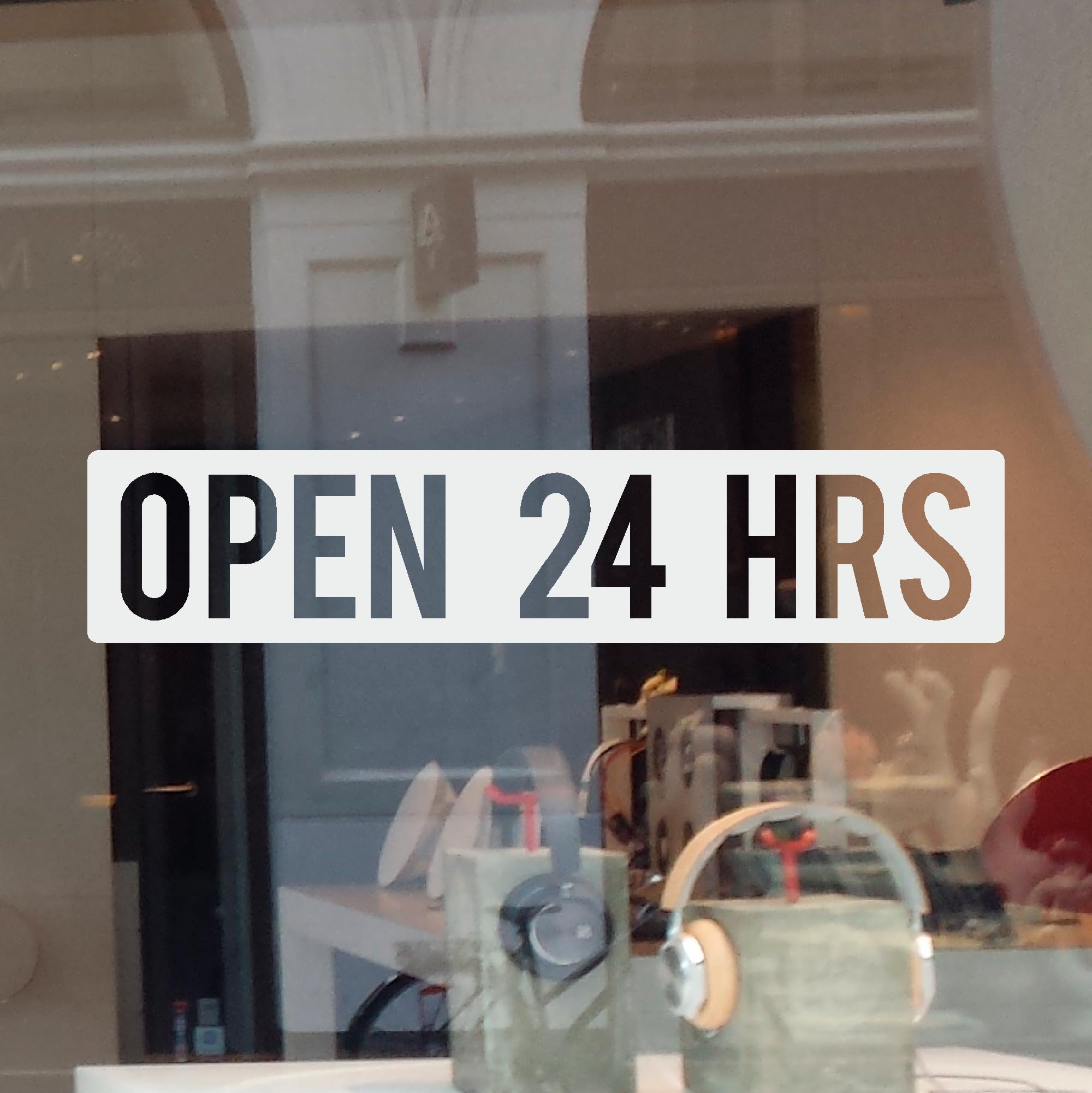 JBY Graphics Open 24 HRS Door Glass Window Decal Vinyl Sticker Sign Office Business Entrance Sign Retail Store Restaurant School Gym Fitness Building