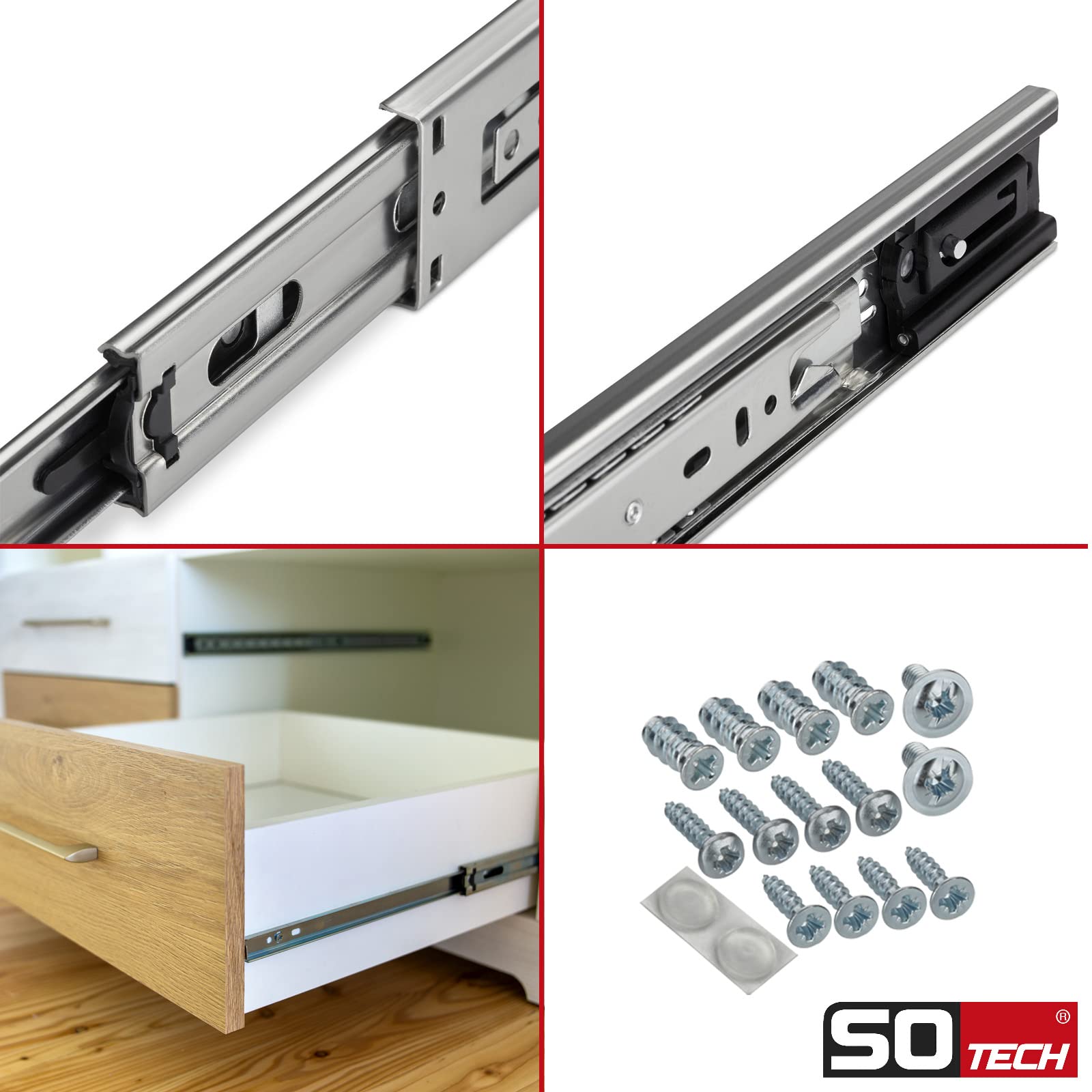 SOTECH Vollauszüge KV-35-H45-L550-S-MS 550 mm Selbsteinzug 35 kg Teleskopschiene