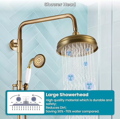 Miniatura 4 de Accesorio de ducha de doble función fijado 8 cabezal de ducha de lluvia 2 pomos dobles mango cruzado