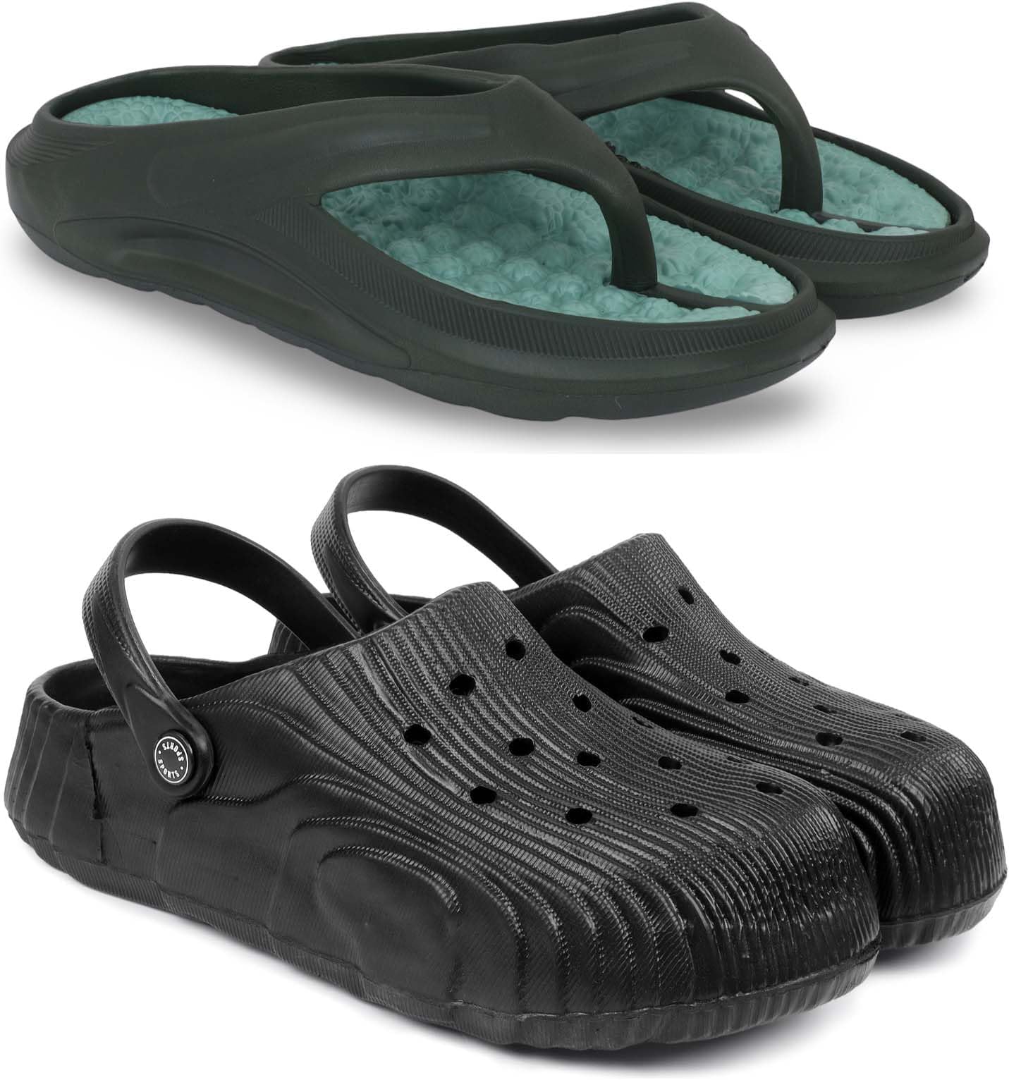 Combo Pack of 2 Slipper/Flip Flops/Slides/Clogs/Sandals for Men, Comfortable & Light Weight| Stylish & Anti-Skid | Casual Waterproof & Everyday Flip Flops for men & Boys