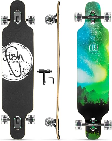 Long Board Skateboard for Adults Teenagers Kids Ages 6-12 Adults Men Women Complete Skateboard Cruiser for Cruising Carving Free-Style and Downhill 41 Includes High-Speed Bearings & T-Tool