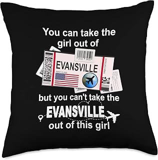 Girl Evansville Boarding Pass - Flight Ticket Evansville Throw Pillow