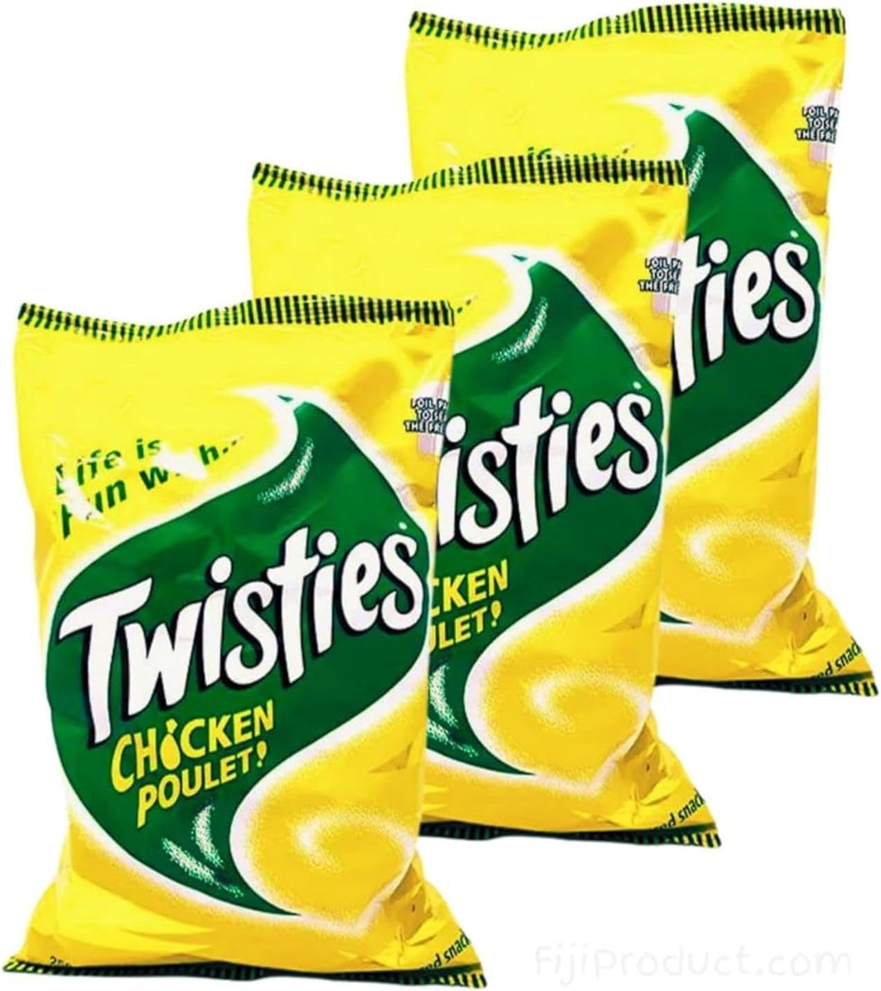 FIJI Twisties Snack (Pack of 3 x 250g) Unique CHICKEN Poulet Flavor Snack, Family Size Pack