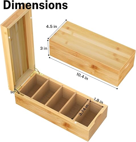 Miniatura 4 de Neando Organizador de tarjetas de visita de bambú para tarjetas de 2 x 3.5 pulgadas, soporte de madera con capacidad para 600 tarjetas con tapa, 4