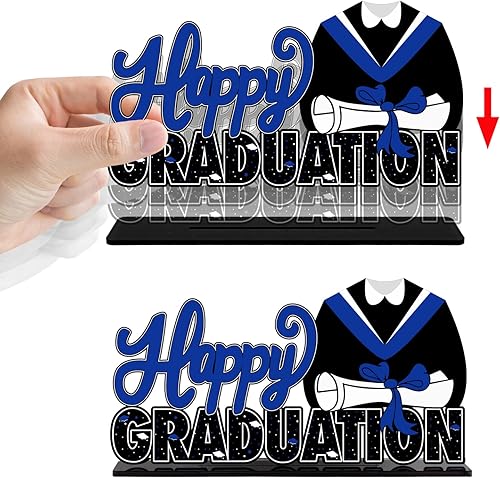Miniatura 17 de LINGTEER Decoraciones de fiesta de graduación de clase 2025 – 3 piezas de felicitaciones de graduación 2025 de acrílico para centros de mesa