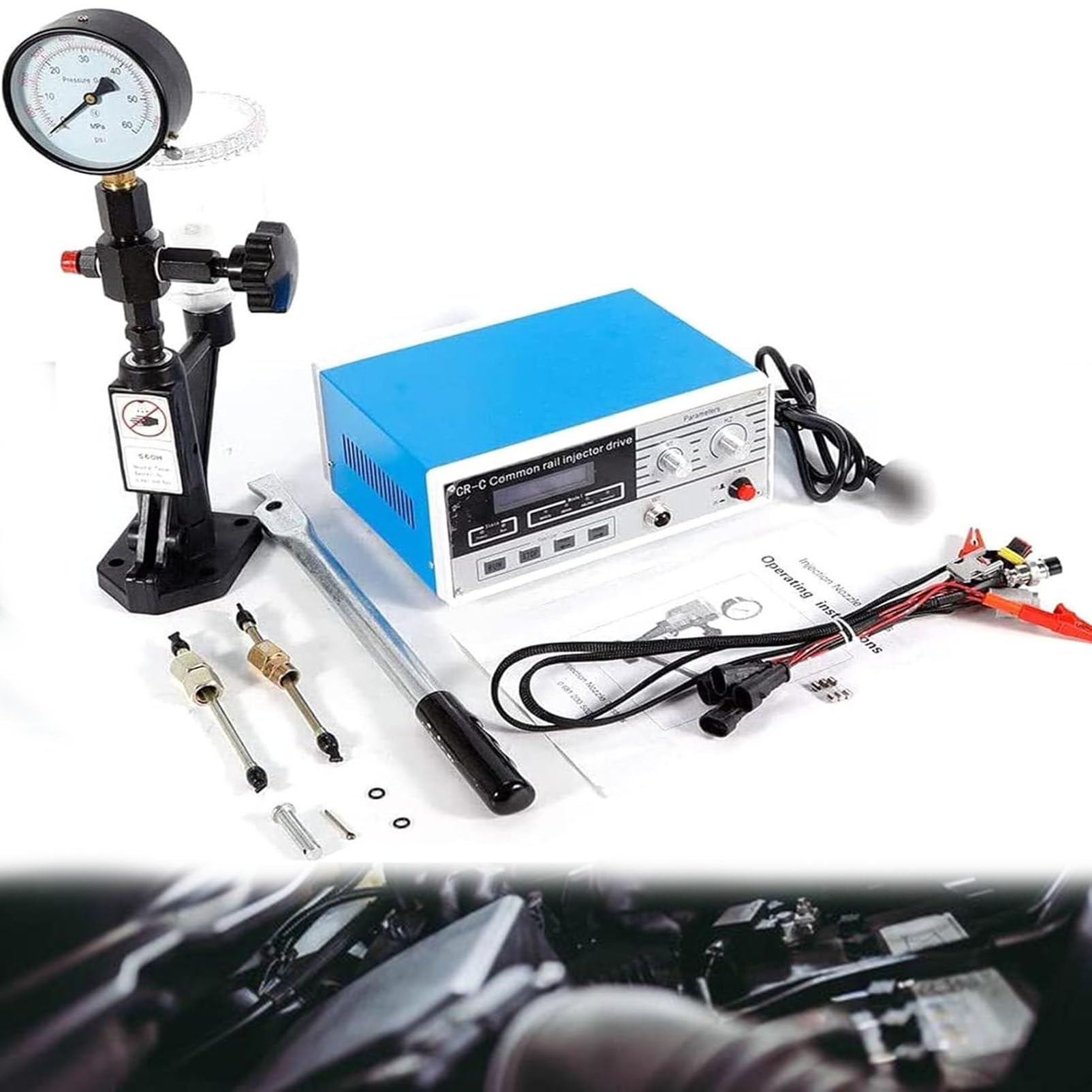 Kit de Compresión del Probador de Inyectores Diésel, Probador de Inyectores Common Rail, Detector Multifuncional Probador de Inyectores Electromagnéticos Diésel
