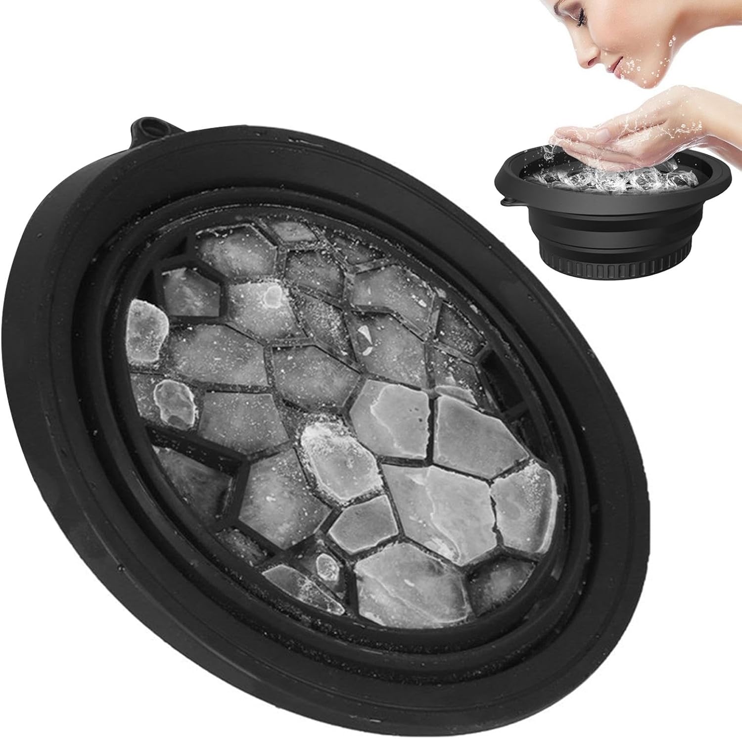 Faltbare Gesichts-Eisschale Aus Silikon - Mit Tablett Gegen Schwellungen & Für Straffe Haut