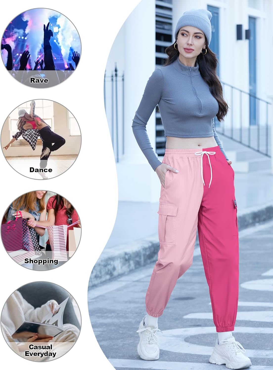 SANGTREE Girls & Womens Drawstring Cargo Jogger Pants,3 Years - Women 3XL - Image 4